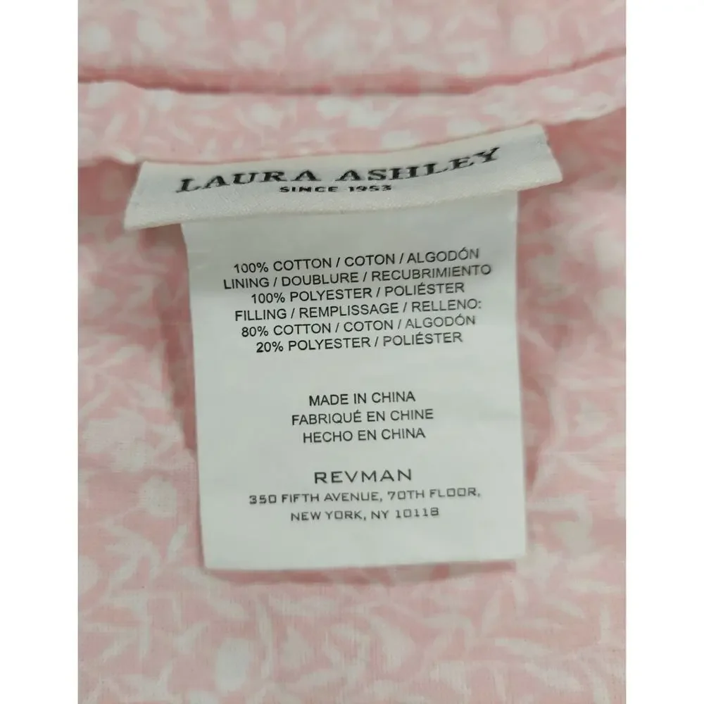Laura Ashley King Size Floral Shams Pair Pink Roses Sage Cottagecore Shabby VTG